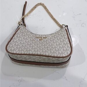 Michael Kors Cream and Brown Shoulder Bag